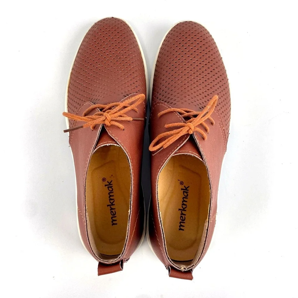 Merkmak Casual Oxford Shoes Men's 10 M Chestnut Brown Sneakers Comfort Loafers